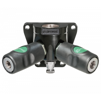 Prevost vollaluminium - Rohrleitungsdose mit Innengewinde - 2 Kupplungen und Ablass - europäisches Profil - Durchgang 7,4 mm 1/2"