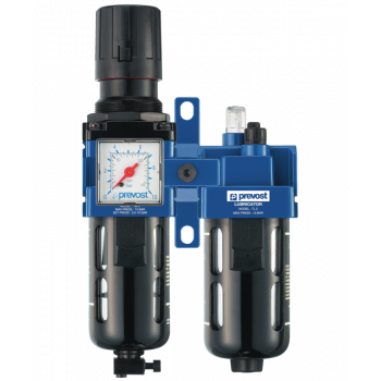 Prevost Filterregler ALTO 1 - Doppelblock - Filterregler mit Manometer, Öler und Wandbefestigungsset 1/4"